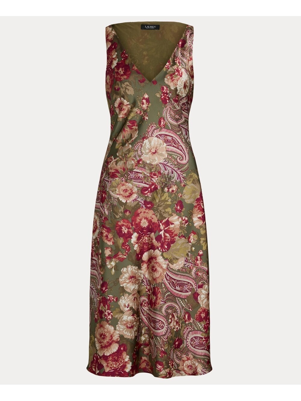 Lauren Ralph Lauren Women's Floral Satin Charmeuse Sleeveless Dress Size 14 Us - Picture 3 of 6